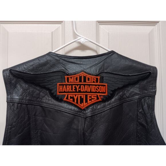 Harley Davidson Genuine Leather Bonus Motorcycle Biker Vest Patches Military 2XL - Picture 5 of 9
